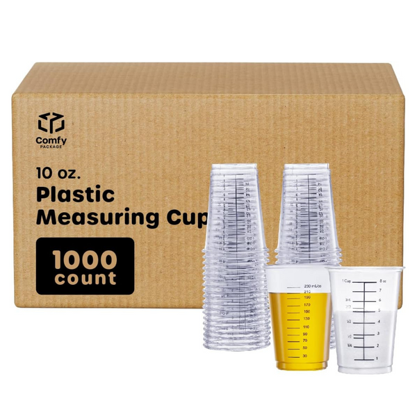 [Case of 1000] 10 oz. Multipurpose Disposable Plastic Measuring Cups - Baking, Cooking, Epoxy Resin, Mixing & Measuring Cups