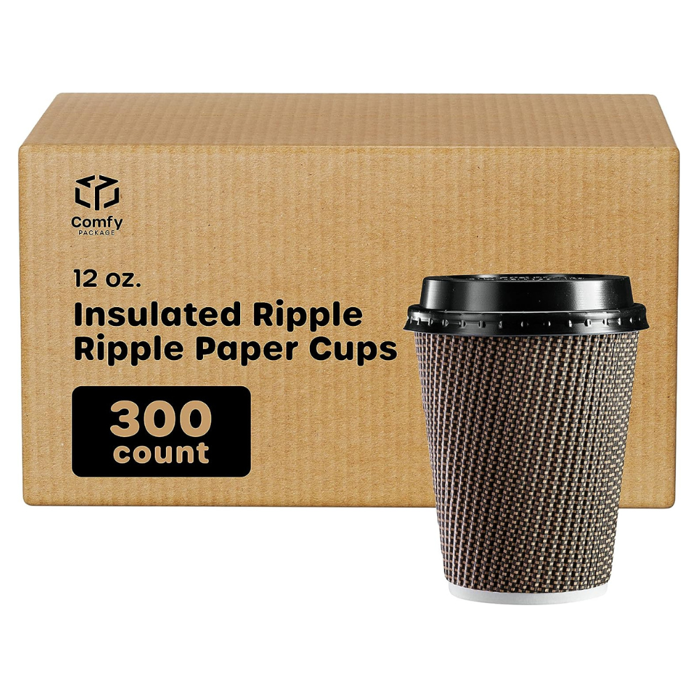 50 Pack] Disposable Coffee Cups with Lids - 12 oz White Double Wall  Insulated Coffee Cups with Black Dome Lid - Kraft Reusable Coffee Cups with  Lids - To Go Chocolate, Tea
