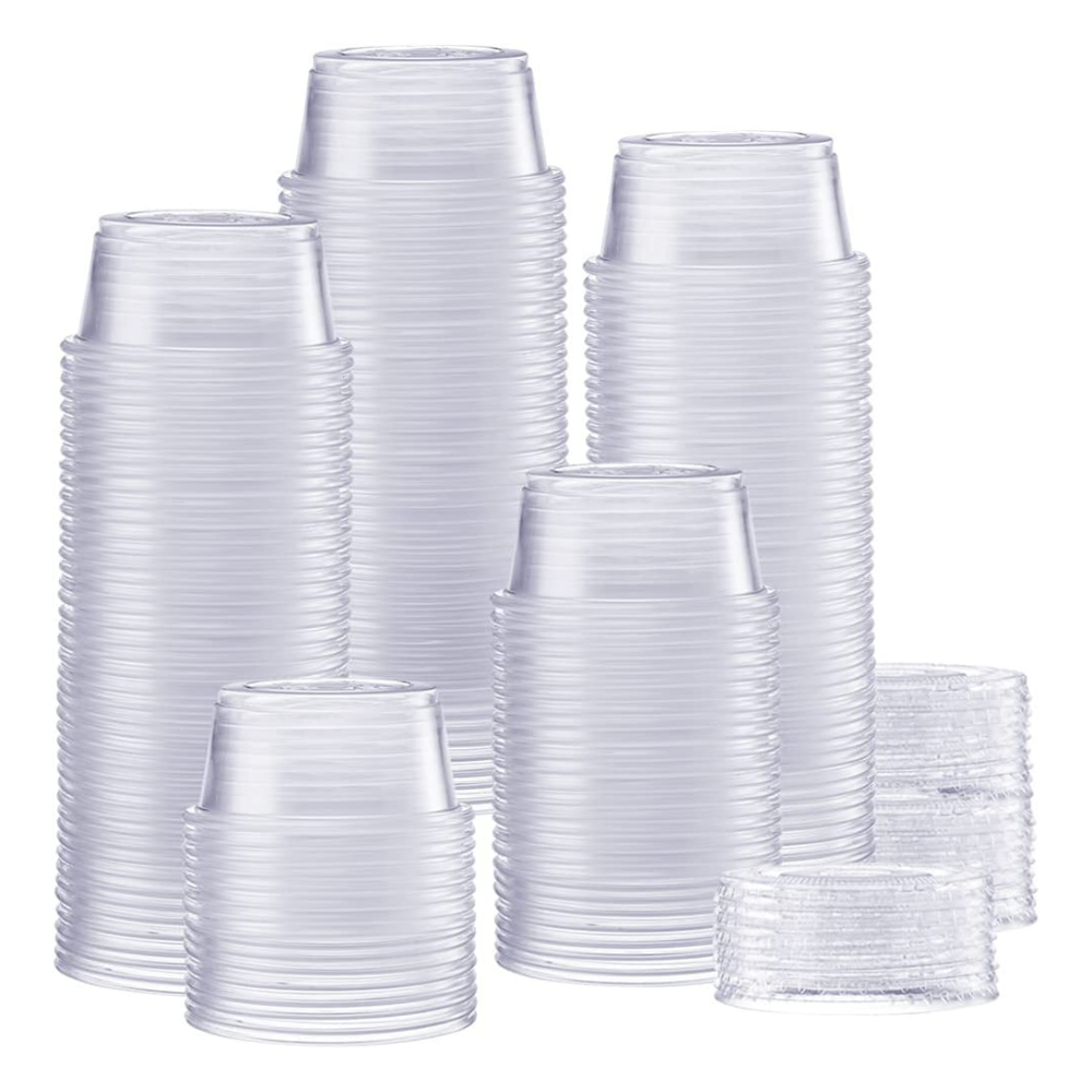 [250 Sets] 2oz Clear Portion Cups with Clear Lids, Disposable Plastic Cups  for, Salad Dressing, Premium Small Plastic Condiment Container, Disposable