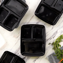 [Case of 150] 32 oz - 3 Compartment Reusable Meal Prep Containers - Microwaveable, Dishwasher and Freezer Safe, BPA-Free, Bento Boxes and Convenience Food Storage with Lids, Stackable