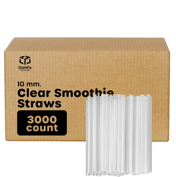 [3000 Count] 10 mm Clear Jumbo Smoothie Straws