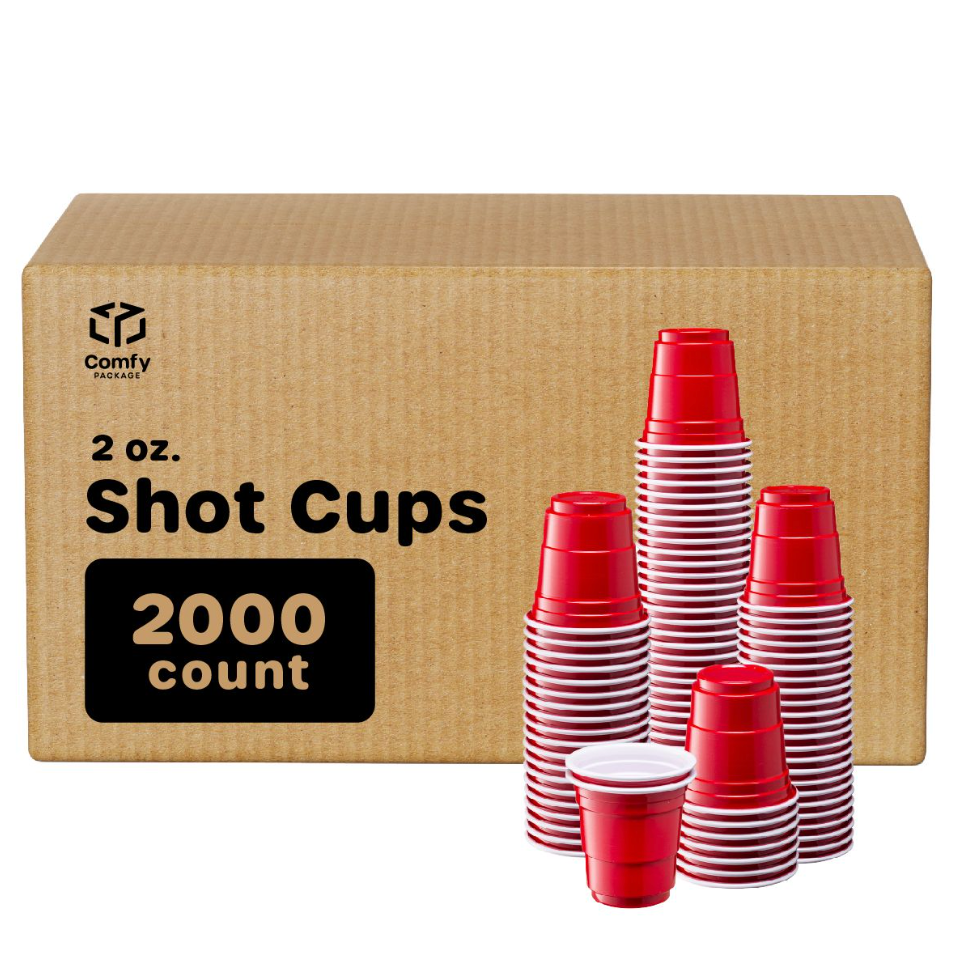 50 Pcs Red Shot Glasses, 2 Oz Small Plastic Reusable Party Cups Medicine  Cups