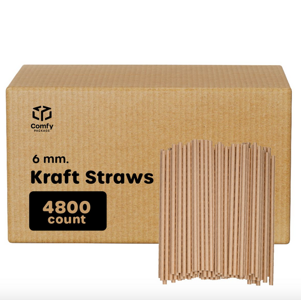 [Case of 4800] 6 mm Kraft Paper Drinking Straws