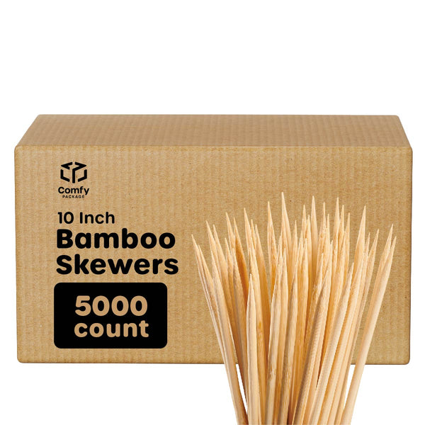 [Case of 5000] 10 Inch Bamboo Skewers For Shish Kabob, Grilling, Fruits, Appetizers, and Cocktails
