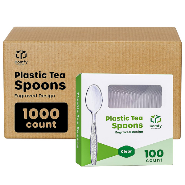 [Case of 1000]  Heavyweight Clear Plastic Tea Spoons