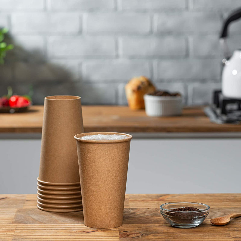 GUSTO [16 oz.] Kraft Paper Hot Coffee Cups - Unbleached