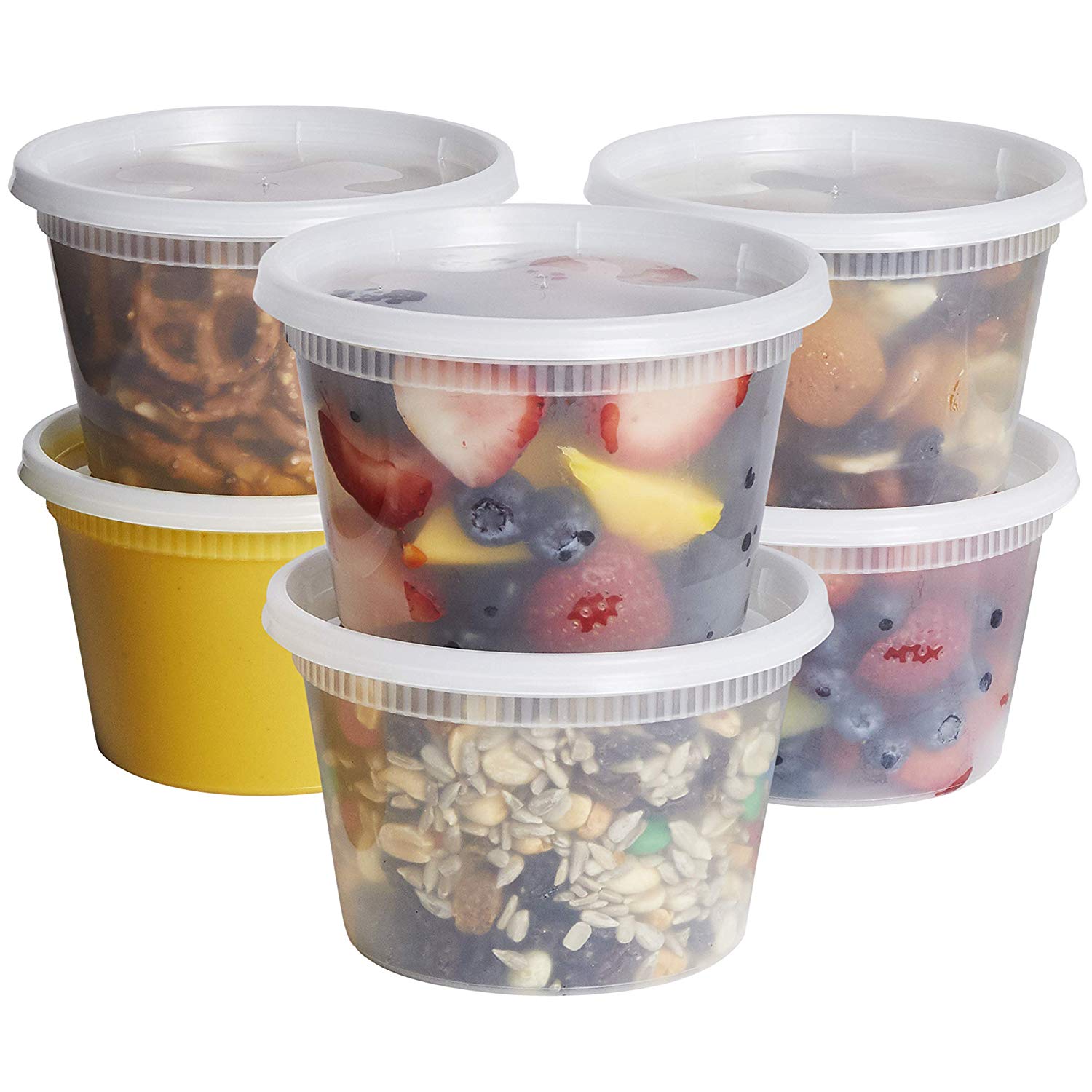 NEEBAKE 16 Oz Deli-Containers-with-Lids: [60 Set] Plastic  Food-Storage-Containers-with-Lids, Microwaveable & Freezer Safe  To-Go-Containers, Leak-proof