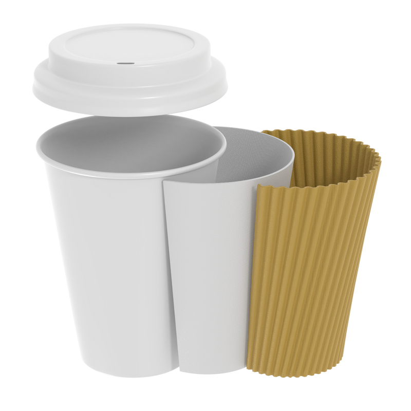 [Case of] 12 oz Insulated Ripple Paper Hot Coffee Cups With Lids & Stirrers