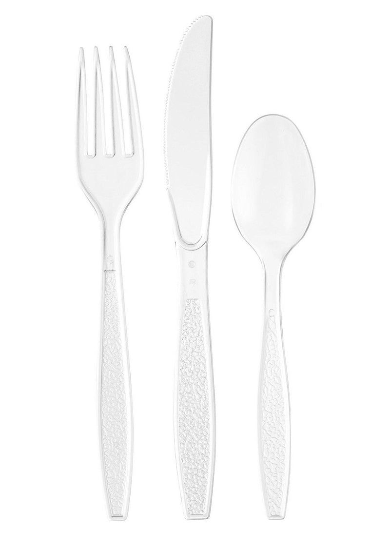 Clear Heavyweight Disposable Plastic Cutlery Combo Box