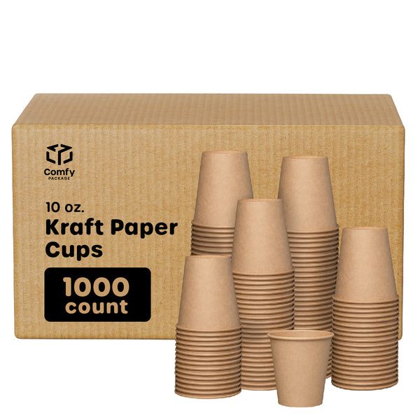 [Case of 1000] 10 oz. Kraft Paper Hot Coffee Cups- Unbleached