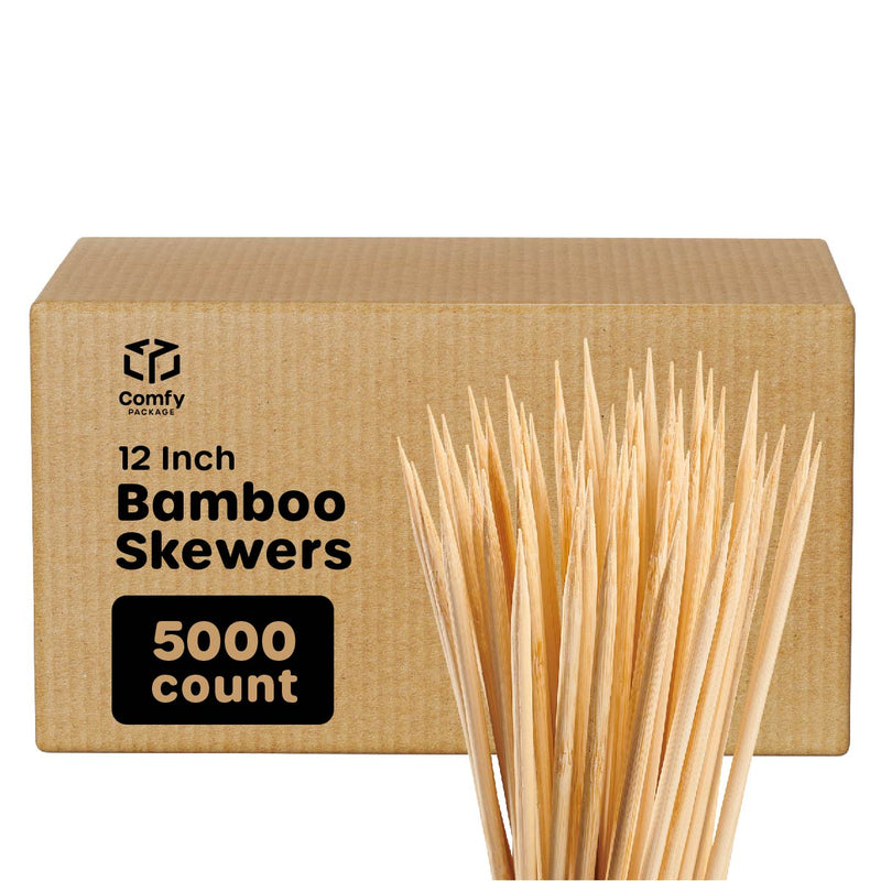 [Case of 5000] 12" Bamboo Shish Kabob/Kebab Skewer Wood Sticks for BBQs, Appetizers, Corn Dog, & Grilling