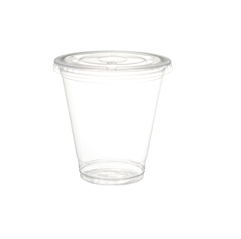 Comfy Package [50 Sets] 12 oz. Clear Plastic Cups With No Hole Flat Lids