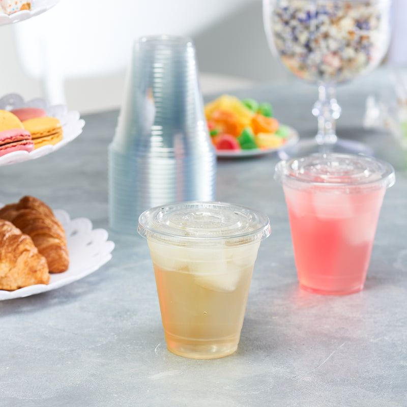 12 oz. Crystal Clear Plastic Cups With Flat Lids