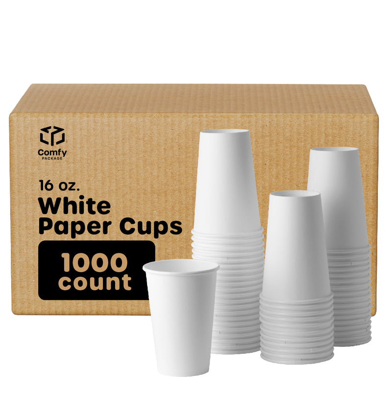 GUSTO [16 oz.] White Paper Hot Cups - Coffee Cups