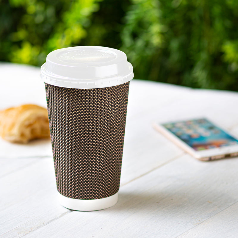 [Case of 1000] Disposable Plastic Dome Lids for 10, 12, 16, & 20 oz. Paper Hot Coffee Cup - White