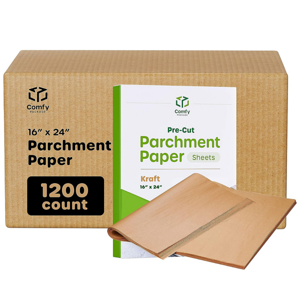 Unbleached Parchment Paper, Square Baking Sheets,, Precut Non