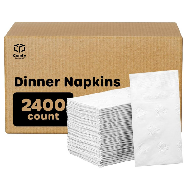 [Case of 2400] Paper Dinner Napkins Disposable 2-Ply White Party Napkins