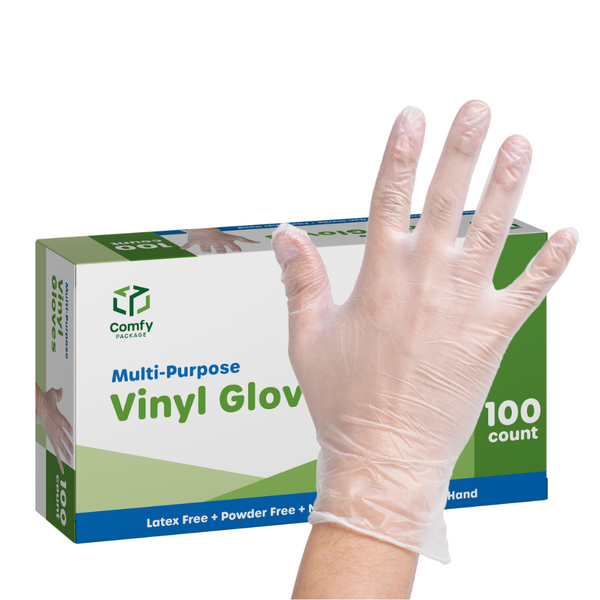Clear Powder Free Vinyl Disposable Plastic Gloves - Small
