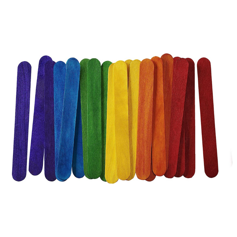 [500 Pack] Multi Colored Wooden Craft Sticks - Great for Arts and Crafts, Natural Wooden Treat Sticks, Colored Popsicles Sticks, Ice Cream Sticks