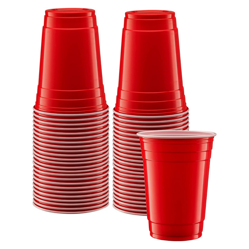 Solo Cup Plastic Cold Party Cups, Red - 50 count, 16 oz each