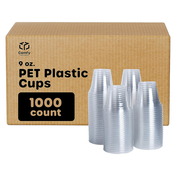 [Case of 1000] 9 oz. Clear Plastic Cups Plastic Cups, Party Cups