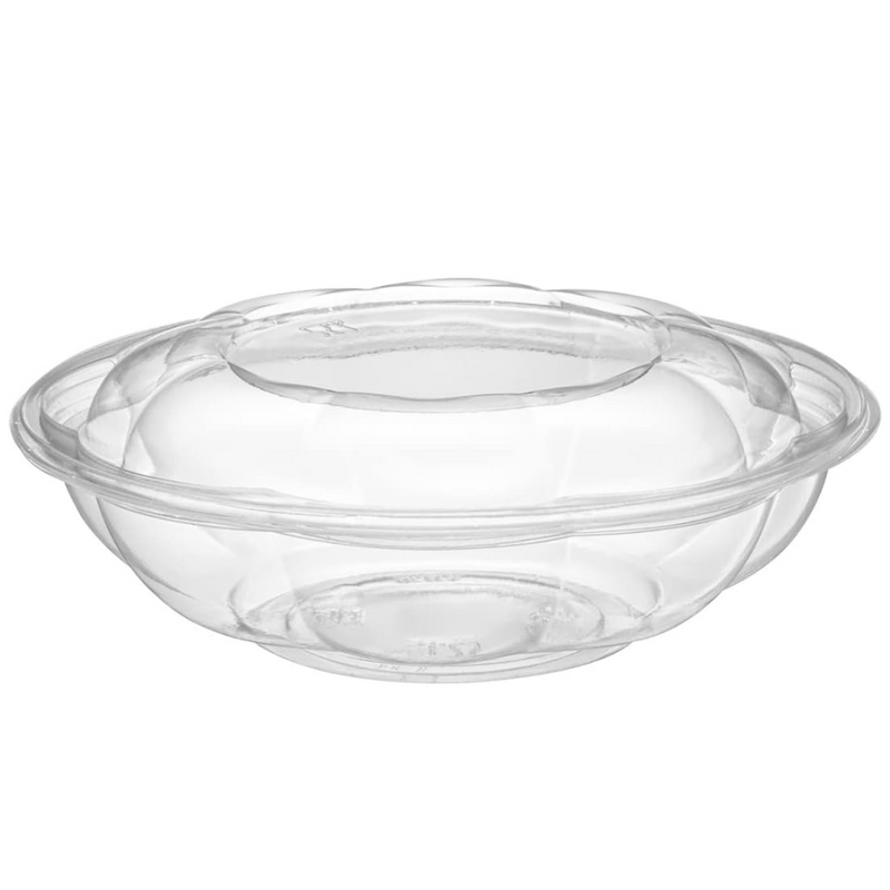 [Case of 150] 18 oz. Plastic Salad Bowls To Go With Airtight Lids
