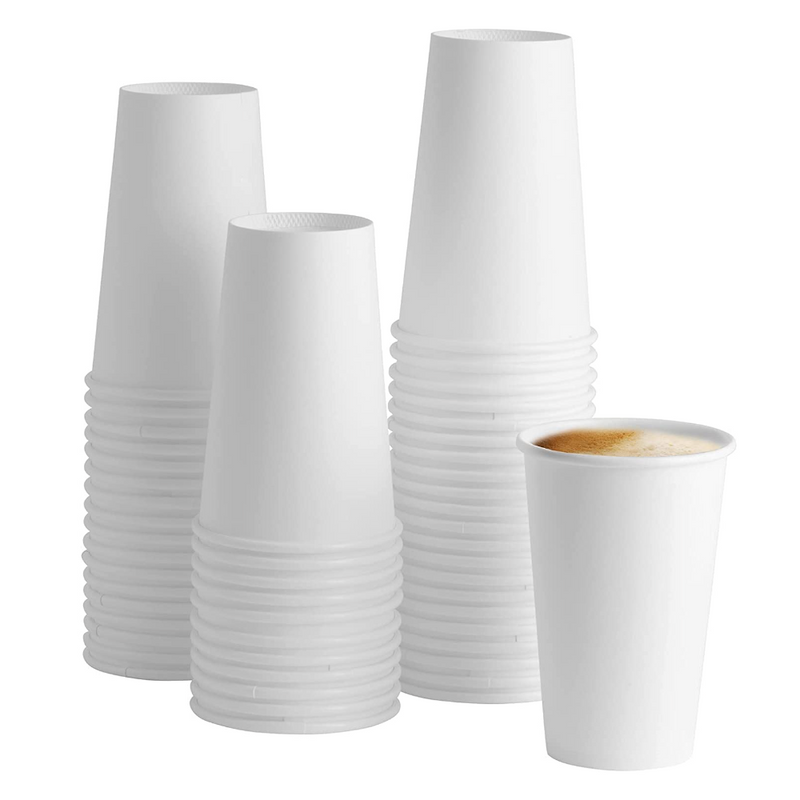 GUSTO [16 oz.] White Paper Hot Cups - Coffee Cups