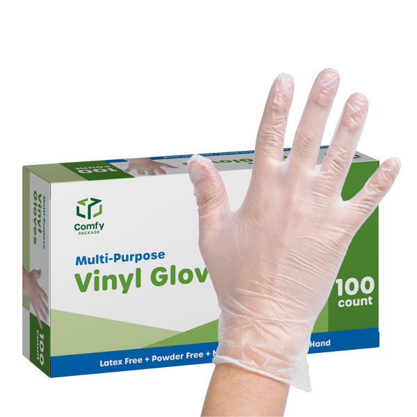 Clear Powder Free Vinyl Disposable Plastic Gloves - Medium