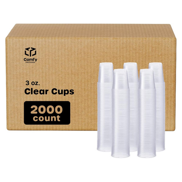 [Case of 2000] 3 oz. Clear Plastic Cups, Small Disposable Bathroom, Espresso, Mouthwash Polypropylene Cups