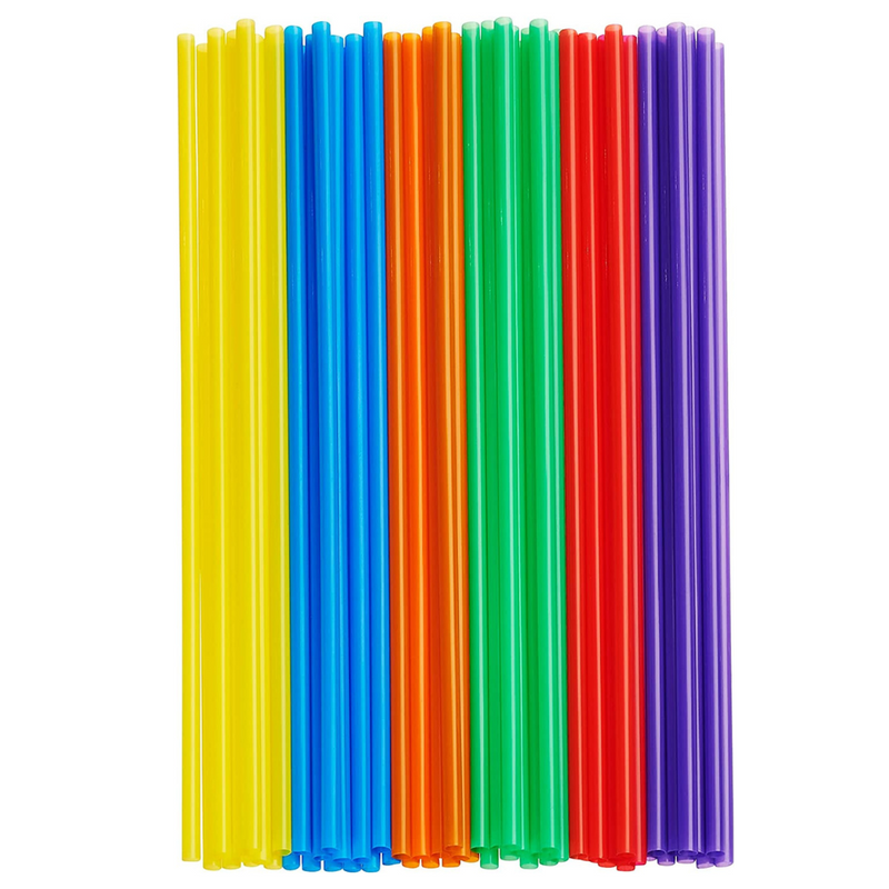 Long Disposable Plastic Drinking Straws - 10.02" High - Assorted Colors