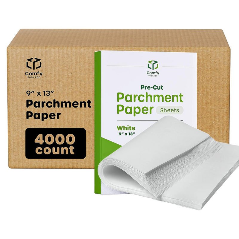 [Case of 4000]  9 x 13 Inch - Precut Baking Parchment Paper Sheets Non-Stick Sheets for Baking & Cooking - White