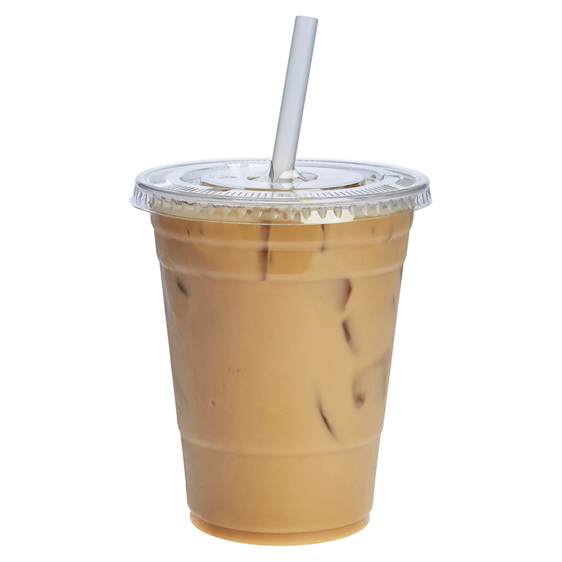 16 oz. Clear Plastic Cups with Flat Lids