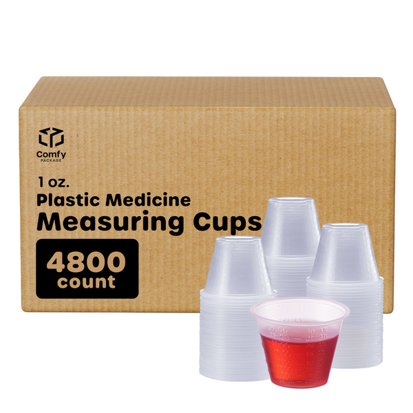 [Case of] 1 oz. Plastic Disposable Medicine Measuring Cup for Liquid Medicine, Epoxy, & Pills