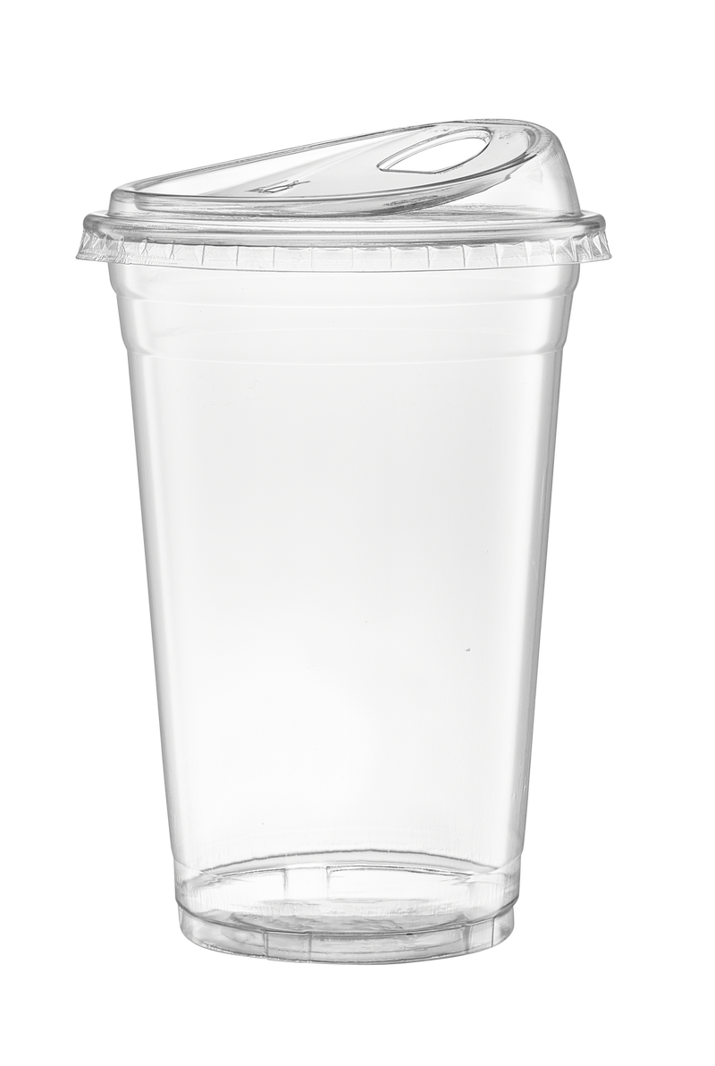 Comfy Package 20 oz. Crystal Clear Plastic Cups With Strawless Sip-Lids