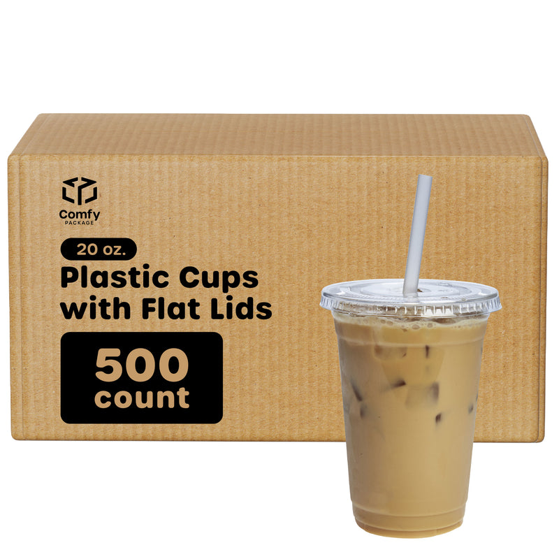 20 oz. Crystal Clear Plastic Cups with Lids