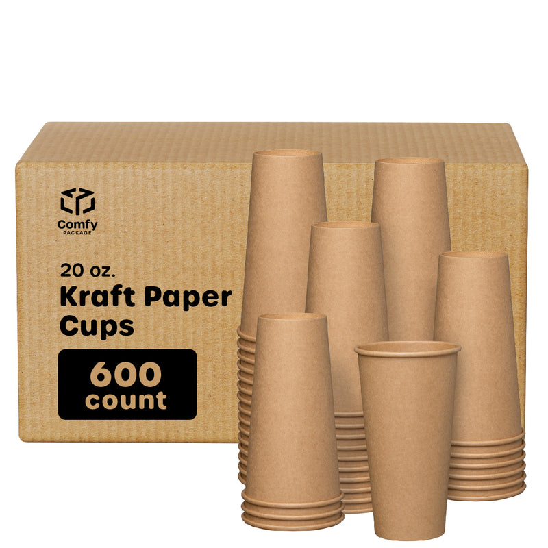 20 oz. Kraft Paper Hot Coffee Cups- Unbleached