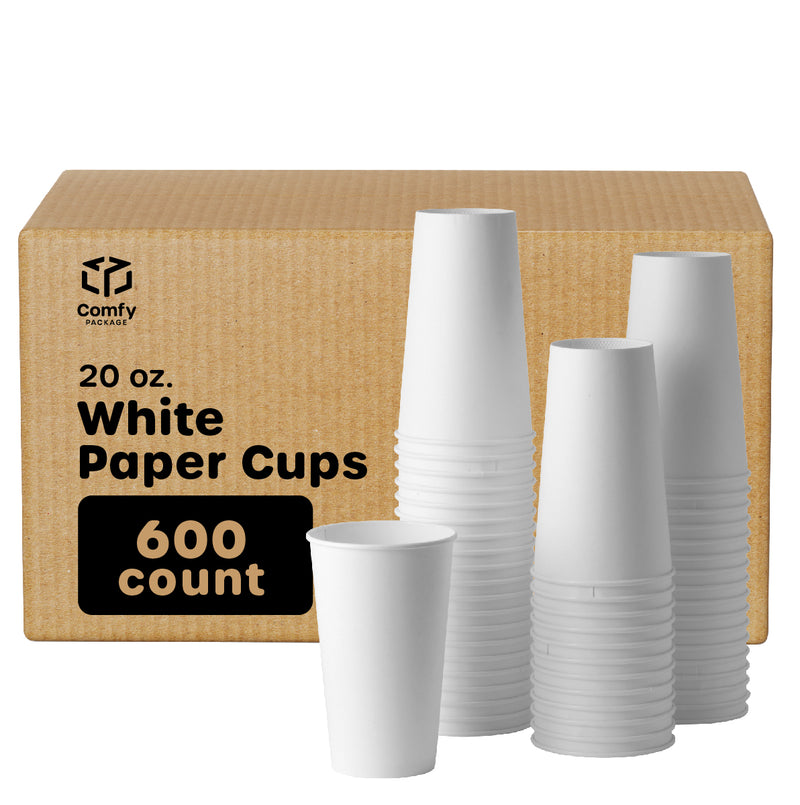 20 oz. White Paper Hot Cups Coffee & Tea Cups