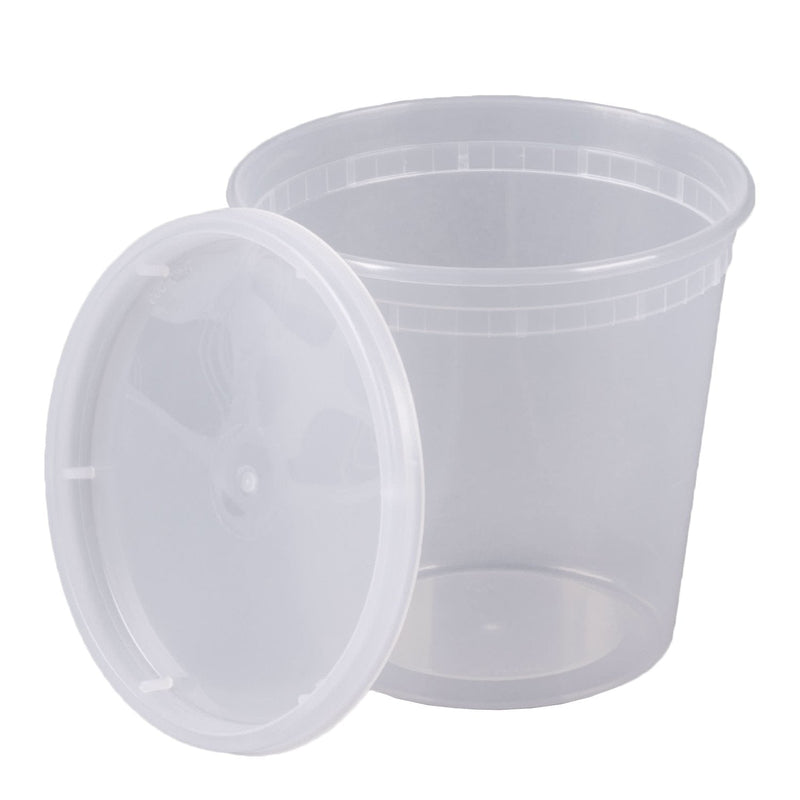 Pantry Value [Case of 240] 24 oz. Plastic Deli Food Storage Containers with Airtight Lids