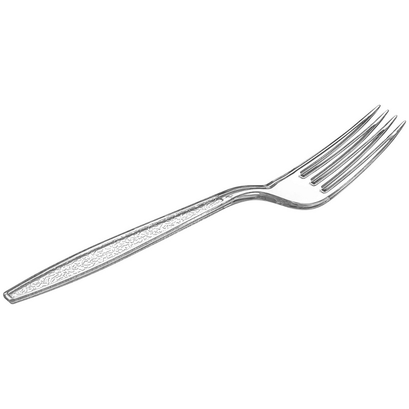 Heavyweight Disposable Clear Plastic Forks - Engraved Design
