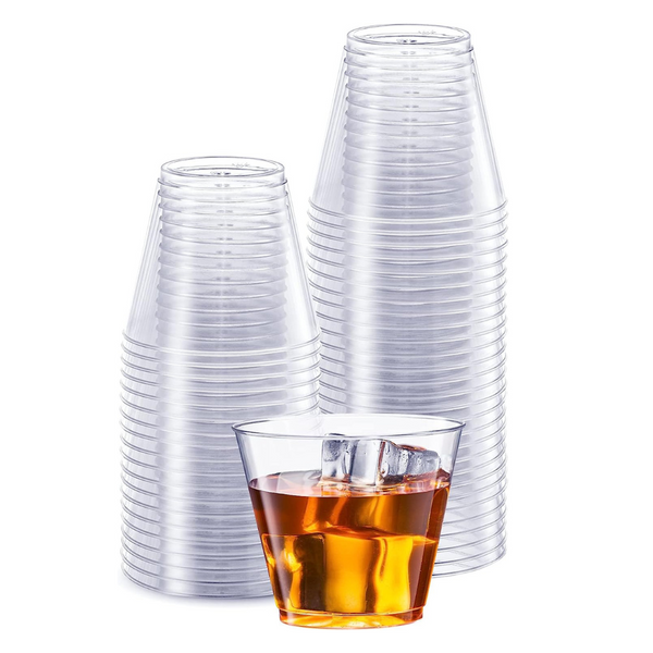 Clear Hard Plastic Cups / Tumblers [5 oz. Squat] Small Disposable Party Cocktail Glasses