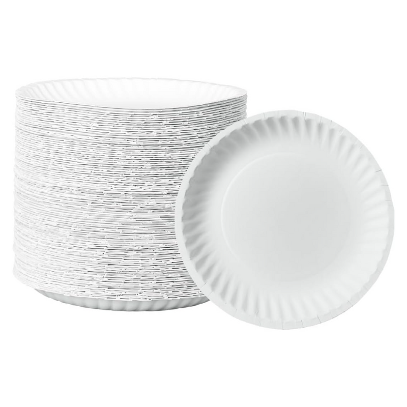6 Inch Disposable White Uncoated Plates, Decorative Craft Paper Plates