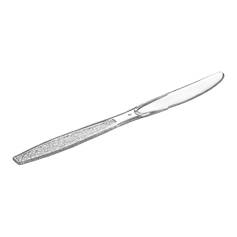 Heavyweight Disposable Clear Plastic Knives - Engraved Design