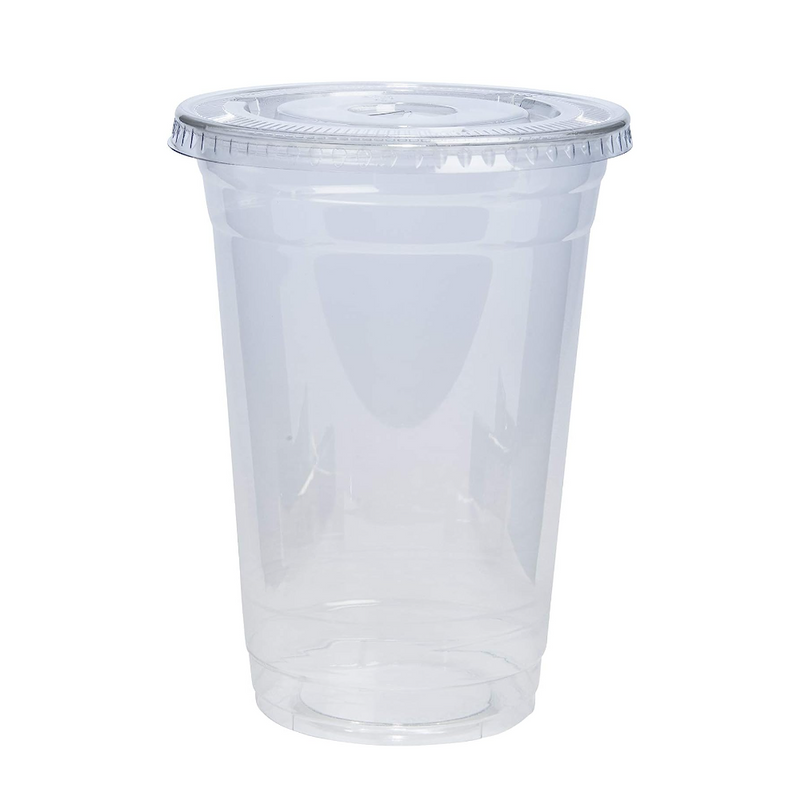 (200 Sets) Plastic Disposable Cups with Lids - Premium 16 oz (ounces) Crystal Clear Pet for Cold Drinks Iced Coffee Tea Juices Smoothies Slushy Soda