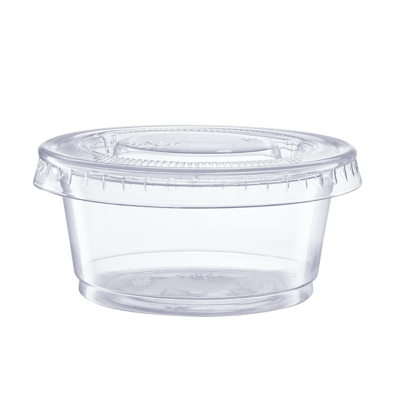 Clear Jello Shot Cups With Lids, Plastic Portion Cups / Condiment