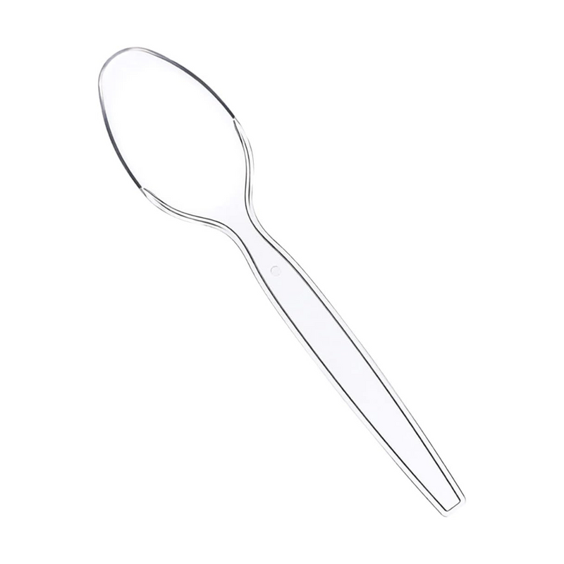 [Case of 1800] Heavyweight Disposable Basic Plastic Spoons - Clear