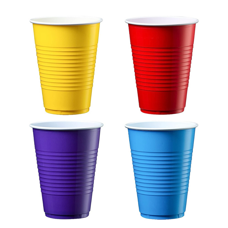 Disposable Party Plastic Cups 16 oz. Assorted Colors Drinking Cups