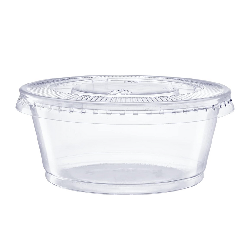 3.25 oz. Plastic Disposable Portion Cups With Lids - Souffle Cups