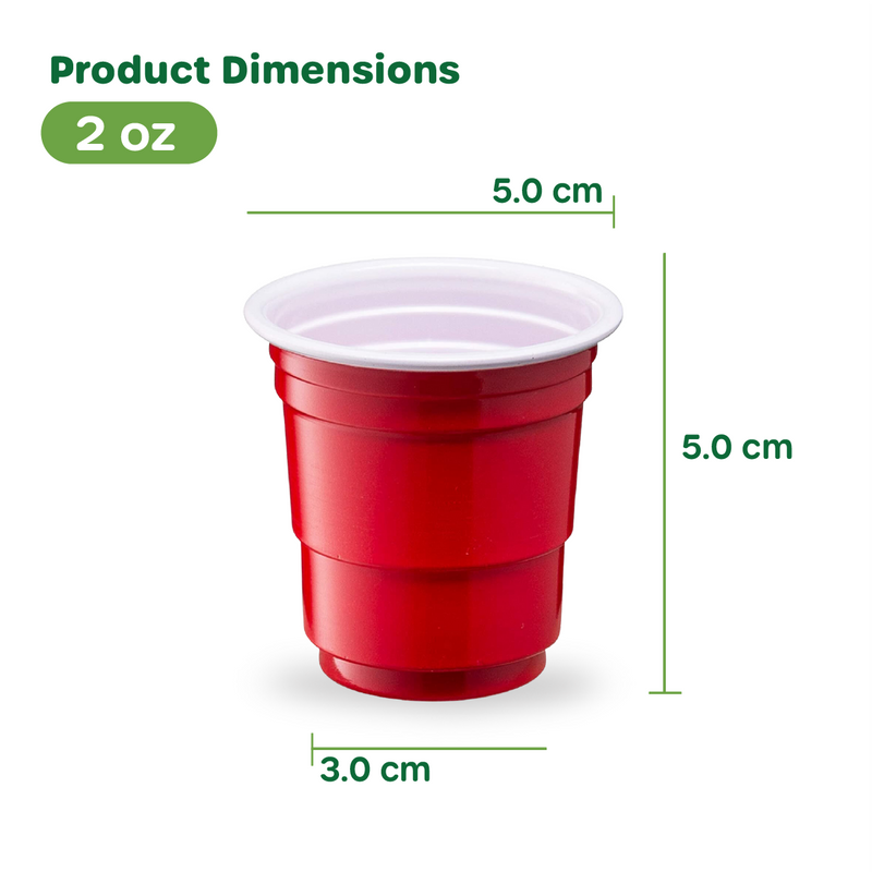 [Case Of] 2 oz. Mini Plastic Shot Glasses - Red Disposable Jello Shot Cups