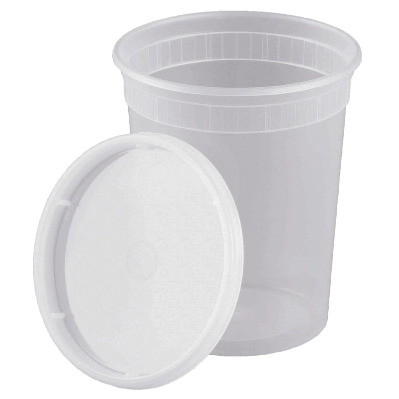 Pantry Value [Case of 240] 32 oz. Plastic Deli Food Storage Containers with Airtight Lids