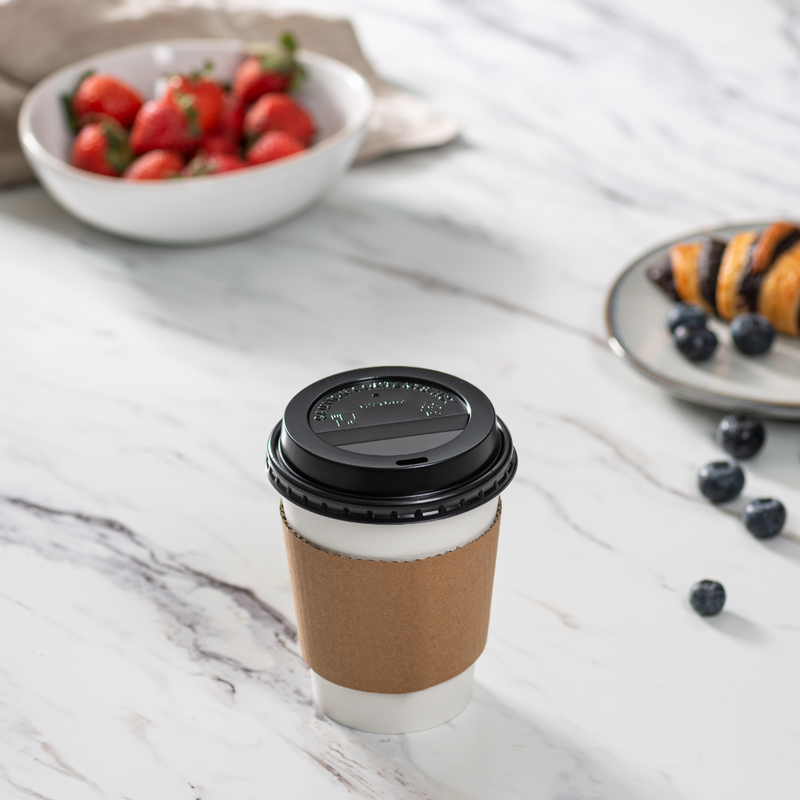 [Case of 300] 10 oz. Disposable Coffee Cups with Lids, Sleeves, Stirrers - To Go Paper Hot Cups